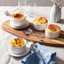LE TAUCI Ramekins 6 OZ, Ceramic Souffle Dishes, Oven Safe Custard Cups for Baking, Creme Brulee, Pudding, Dessert, Microwave & Dishwasher Safe, Set of 6, White