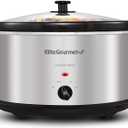 Elite Gourmet Stainless Steel Slow Cooker, Dishwasher-Safe with Tempered Glass Lid, Cool-Touch Handles, Removable Stoneware Pot, 8.5 Quart,MST-900V