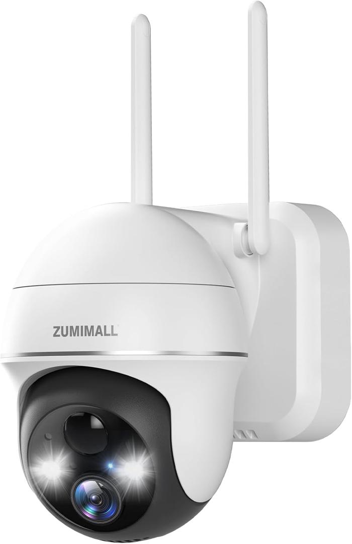 ZUMIMALL Security Cameras Wireless Outdoor, 360View, 2K Battery Powered Cameras for Home Security, 3MP Color Night Vision, 2-Way Talk, IP66, AI Analysis, Cloud Storage, Alexa