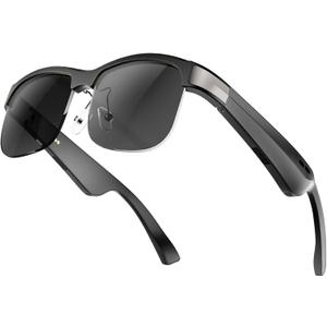 Smart Glasses, Bluetooth Sunglasses for Women Men, Open Mic&Speakers, Voice Assistant, UV Protection (Black)