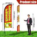 Buryeah 3 Pack 12ft Fresh Produce Farmers Market Feather Flags Banners Advertising Sign Fresh Produce Flag with Flag Pole Ground Stake Portable Bag for Food Advertising Vegetable Business(Red)