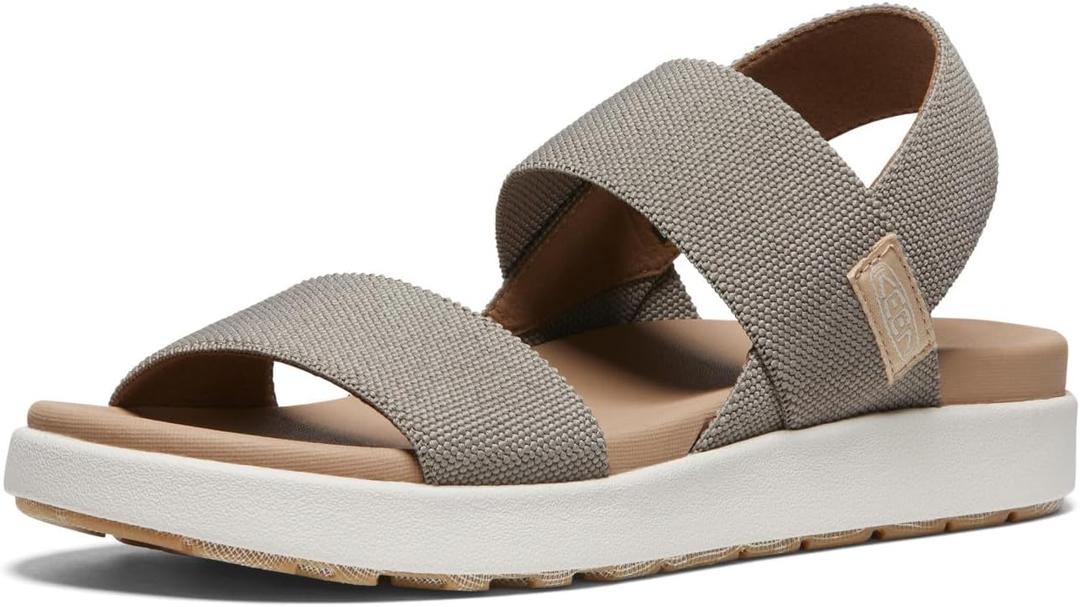 KEEN Women's Elle Backstrap Casual Platform Open Toe Wedge Sandals (7, Brindle/Birch)