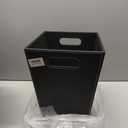 Pu Leather Trash Can for Bedroom, 16L/4.2 Gallon Office Wastebasket with Handles for Near Desk, Black Bathroom Garbage Cans for Home Decorative, Square Waste Basket Bin for Dorm Easy to Clean