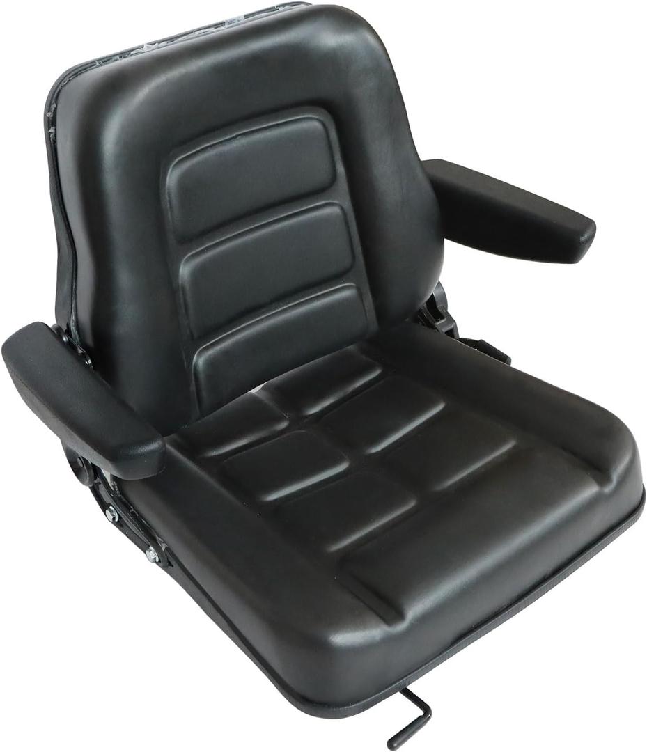 SecosAutoparts Universal Lawn Mower Tractor Seat Forklift Seat Digger Seat With Armrest Backrest Adjustable Waterproof