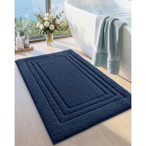 DEXI Bath Mats Bathroom Rug, 24x16 Non Slip Bathroom Rugs Washable, Absorbent Bathmat Quick Dry for Shower Floor Sink, Navy Blue