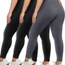 HLTPRO 3 Pack Plus Size Leggings for Women(X-Large - 4X)- High Waist Stretchy Soft Pants for Workout Running Yoga (Black, L)
