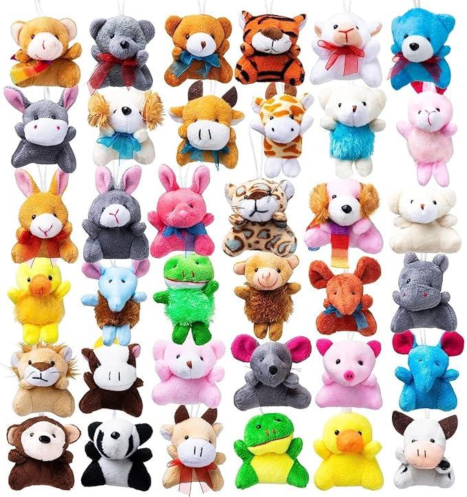 JOYIN 36 Pack Mini Animal Plush Toy Assortment (36 Units 3" Each),Bulk Stuffed Animals Party Favors for Kids, Small Animals Plush Keychain Decoration, Carnival Prizes, Birthday Treasure Box Toys
