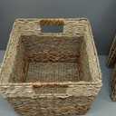 4 Pack 3 Pattern Design Wicker Basket, Baskets for Organizing, Storage Rattan Basket with Handles for Shelves, Woven Cube Storage Bin Organizer, 10.5x10.5 inch, Natural