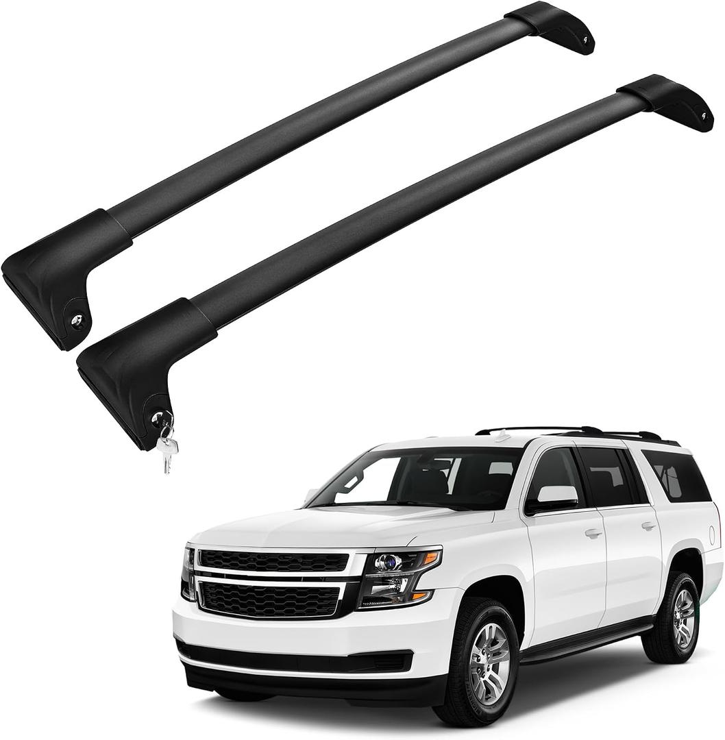 330Lbs Lockable Roof Rack Crossbars for 2015-2020 Chevy Tahoe Suburban Yukon Escalade, Heavy Duty Aluminum Anti-Corrosion Cross Bar Fit Luggage Luggage Kayaks Bicycles Snowboard