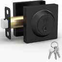 Mega Handles - ROBELL Deadbolt I Entry Deadbolt Lock - Heavy Duty Square Locking Deadbolt for Left or Right-Handed Doors - Interior/Exterior - Matte Black (1 Pack)