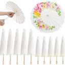 10 Pack Parasol Paper Umbrellas, 12" 16" DIY Small Painting Handmade Decorative Oil Parasol, White Paper Umbrella 2 Sizes for Decorations Kids Party Wedding Craft Photo Props Art Display