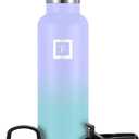 IRON FLASK Camping & Hiking Hydration Canteens - 3 Lids (Narrow Straw Lid) Leak Proof Vacuum Insulated Stainless Steel - Hot & Cold Double Walled Sports Water Bottle - Cotton Candy, 24 Oz