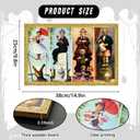 Haunted House Halloween Wall Art Large Wooden Vintage Gold Framed Horror Theme Pictures for Rustic Landscape Wall Decor, Aesthetic Halloween Wall Welcome Decor (Including Wooden Frame)