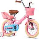 Glerc Sasha Girls Bike, 12-20 Inch Kids Bike for Ages 2-13 Years Old Children, Retro Vintage Style Kids Bicycle with Doll Bike Seat, Basket and Training Wheels, Multiple Colors (Pink)