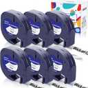 Hehua Clear Label Maker Tape Compatible for Dymo Label Maker Refills Clear Transparent 16952 S0721530 LetraTag Refills 12mm x 4m for Dymo LetraTag LT-100H LT-100T Plus LT-110T QX50 2000 XR, 6 Pack