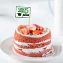 2 x ZXvZYT 2025 Graduation Cupcake Toppers Small Mini 2025 Graduation Cap Toothpick Stick Flags - Diploma Grad Theme Party Cake Cocktail Fruit Decoration(Green 100 Pcs)