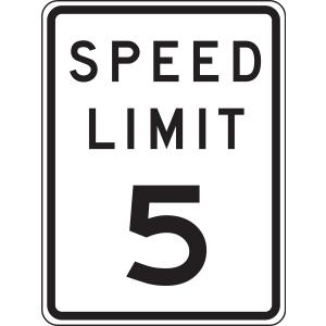 Accuform FRR2245HP High Intensity Prismatic Aluminum Sign, Legend "Speed Limit (5)", 0.080" Thickness, Black on White, 24" Height, 18" Wide, 24" Length, Aluminum