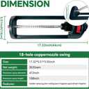 Lawn Sprinkler, 18 Brass Nozzles Garden Water Oscillating Sprinkler for Yard Covers up to 3,600 sq.ft, Heavy Weight Base, Built-in Spray Jet Cleaning Needle