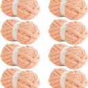 Hombys Apricot Pink Chunky Chenille Yarn for Crocheting and Knitting, Super Bulky Thick Fluffy Yarn for Hand Knitting Blanket, Soft Plush Yarn, 8 Jumbo Pack (27 yds, 8 oz Each Skein)