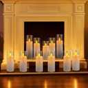 YOROXRG Set of 24 Flickering Flameless Candles Battery Operated with Remote and 2/4/6/8 H Timer Plexiglass Led Pillar Candles with Realistic Moving Wick Candles for Home Decor (D2.2"xH 5"6"7")(White)