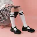 2 x JABASIC Girls School Uniform Dress Shoes T-Strap Mary Jane Flats (Black)
