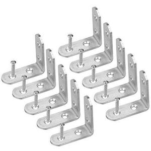 URBEST Right Angle Bracket 50mm x 50mm/ 2" x 2" Stainless Steel Corner Braces Round End Design with Screws, 10Pcs