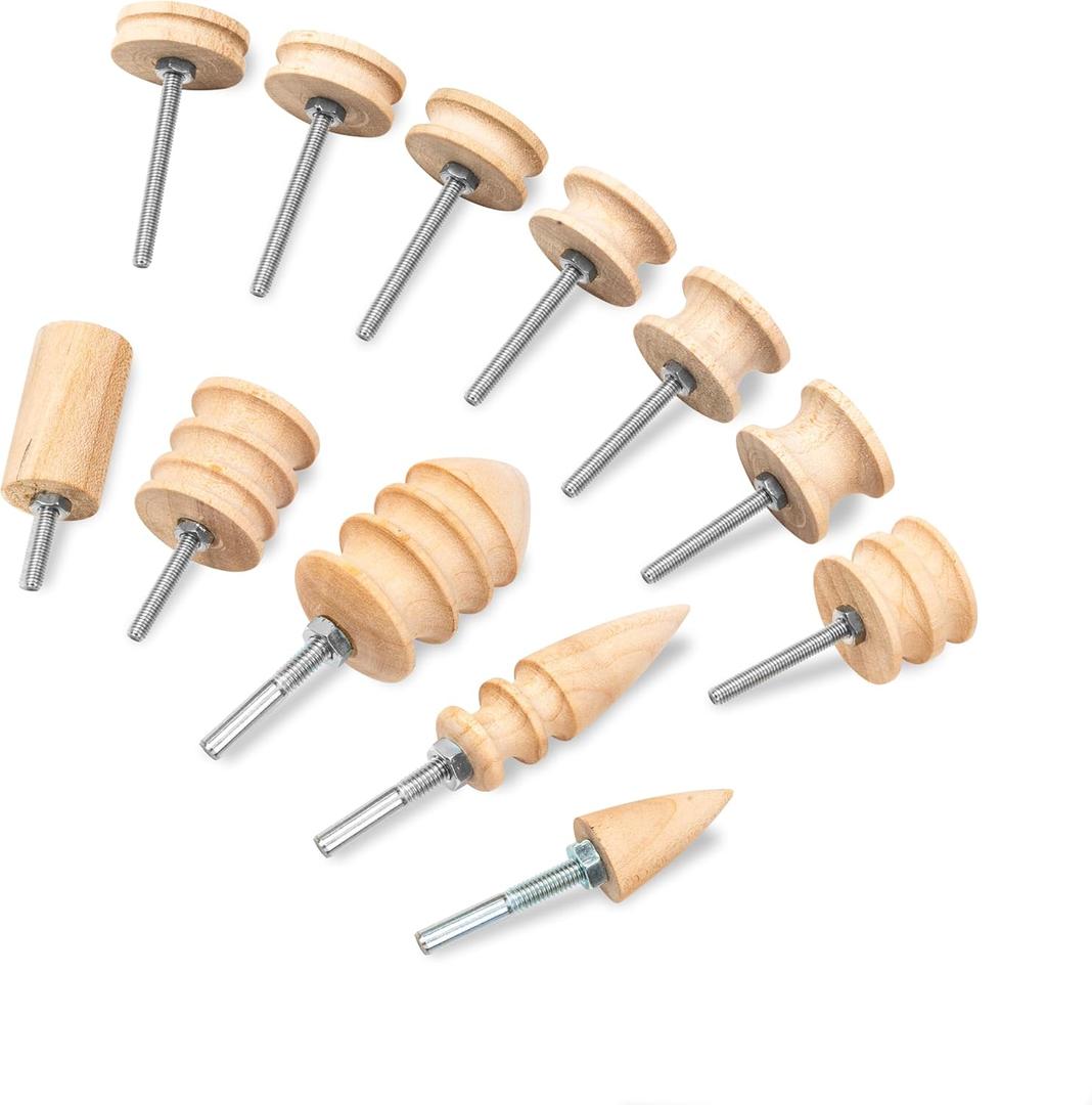Shkira Set of 12 Leather Edge Burnishing Bits for Rotary Tools - Leather Polishing Bits - Leather Working Tools - Perfect for Sanding, Polishing, Grinding Leather Edges & Burrs