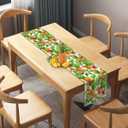 Linen Summer Pineapple Table Runner Tropical Hawaiian Luau Indoor Outdoor Party Table Cover Decoration Home Kitchen Dining Room (13" x 72")