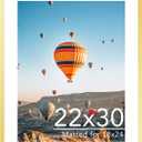JCJMY 22x30 Picture Frame with 18x24 Mat, Display Photo 18x24 with Mat or 22 x 30 Without Mat, Wall Hanging Large 22 by 30 Poster Frame with Plexiglass, Gold
