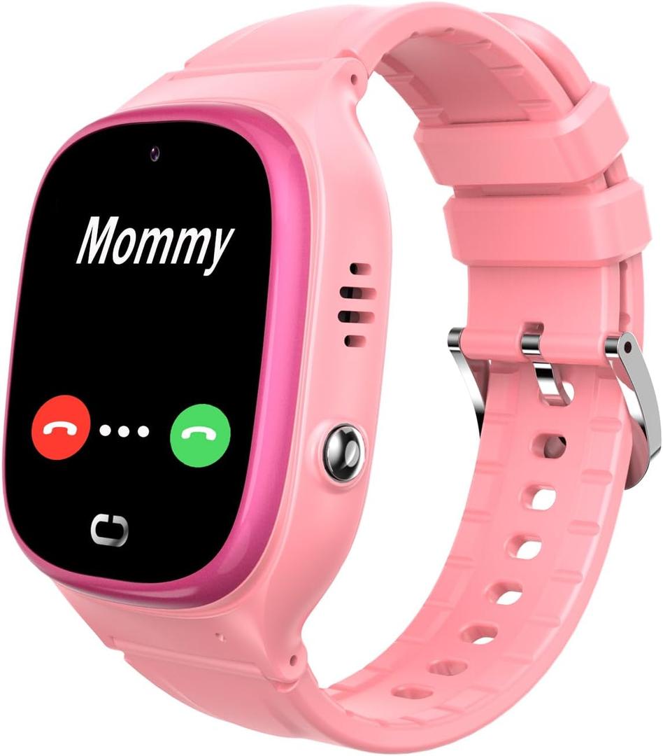 Kids Smart Watch LBS Tracker - Boys Girls Smartwatches for 3-12 Year Old with SOS Camera Alarm Call Camera Class Non Disturb 12 Time Format 1.44'' Touch Screen SOS Electronic Toy Birthday Gifts (Pink)