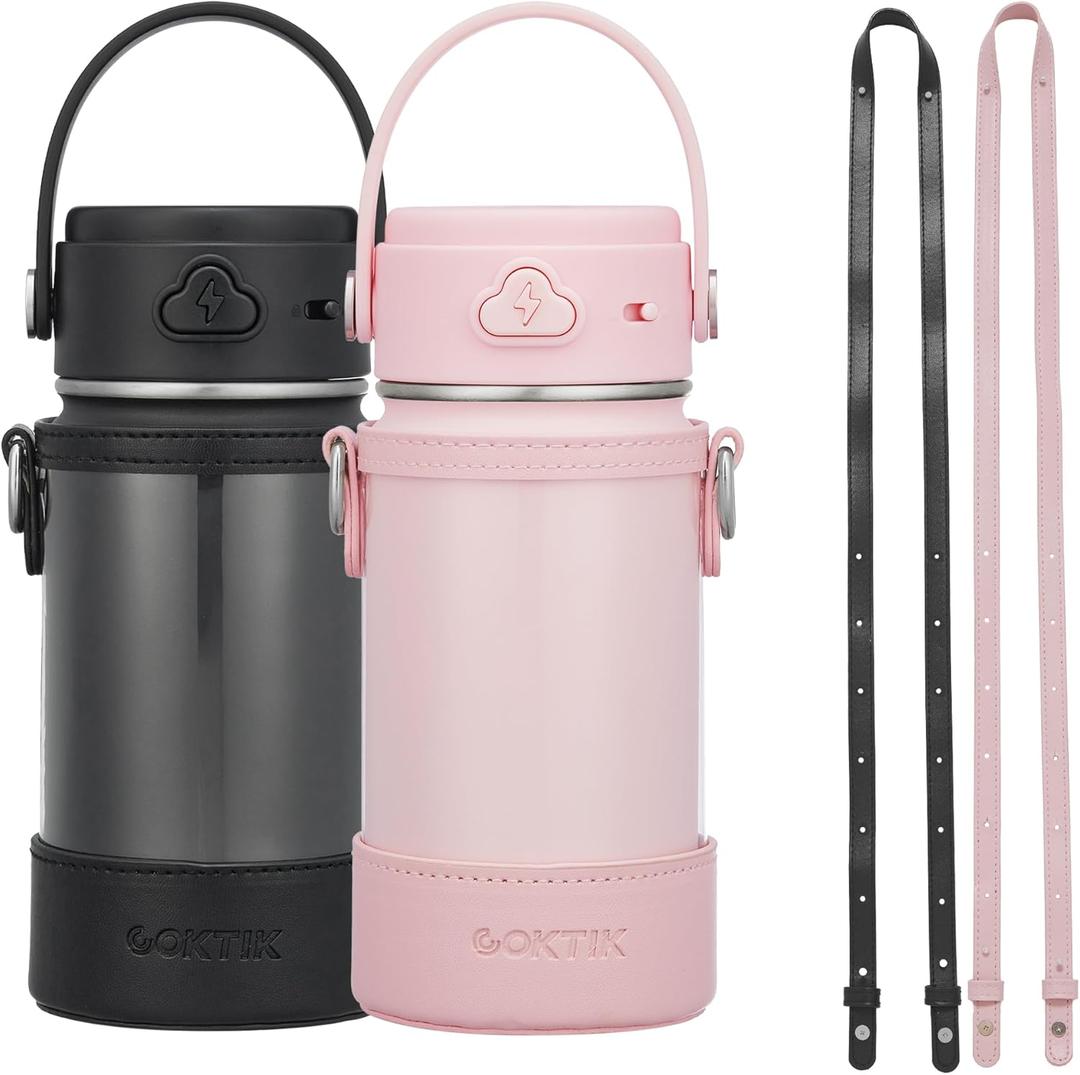 2 Pack Kids Water Bottle with Straw, 14oz Insulated Stainless Steel Tumbler, Leak-Proof Locking Lid for School, Lunchbox, Outdoor Sports,Case with Shoulder Strap (2 Pack, Black+Pink) 2 Pack Kids Water Bottle with Straw, 14oz Insulated Stainless Steel Tumbler, Leak-Proof Locking Lid for School, Lunchbox, Outdoor Sports,Case with Shoulder Strap (2 Pack, Black+Pink)