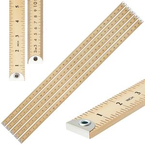 Hoteam 5 Pcs Heavy Duty Wooden Yardstick 36 Inches Natural Wood Yard Stick Ruler with Hang Hole Metal Tips 1/4-inch-thick Yardstick Ruler Metal Ends Meter Stick Clothing Measuring Home Office
