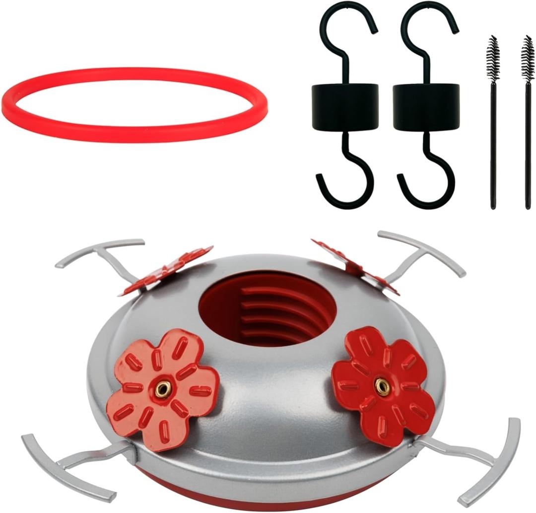 Hummingbird Feeder Base Replacement Parts Set Includes Hummingbird Feeder Bottom, 2 PCS Moat Hook 2 Pcs Brushes and 1 Pcs Replacement Seal Rings