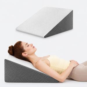 OAISZ Wedge Pillow for Sleep Apnea, Bed Wedge Pillow for Headboard, Headboard Triangle Pillow Wedge for Acid Reflux, After Surgery, Snoring, Cooling Memory Foam Top, Removable Cover, 24x24x12Inch (White)