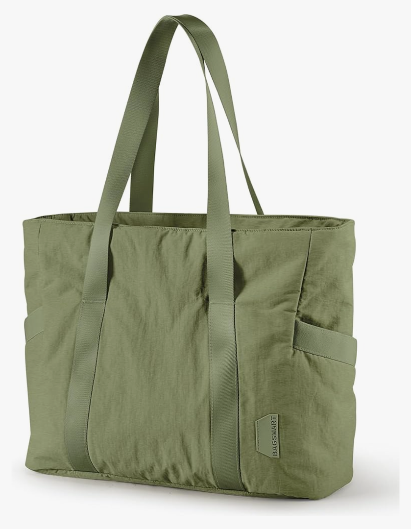 BAGSMART Tote Bag for Women with Zipper, Gym tote with Compartments, Work Tote Nurse Dance Yoga Bag for Travel
