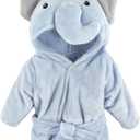 Hudson Baby Unisex Baby Plush Animal Face Bathrobe (0-9 Months, Blue Elephant)