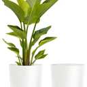 kubvici Plant Pots for Indoor Plants, 2 Pack 12 Inch Pots for Plants, Lightweight Large White Planters for Indoor Outdoor, Big Plastic Plant Pot Flower Pot with Drainage (12 White)