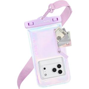 Case-Mate Soap Bubble IP68 Waterproof Phone Pouch with Zip Pocket for 3 Cards & Cash - Large Floating Phone Case w/Crossbody Lanyard - Cruise Travel Essentials Compatible w/All Devices - Iridescent