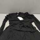 PRETTYGARDEN Womens Spring Long Sleeve Dresses 2026 Mock Neck Ruched Y2K Clothes Ruffle Layered Bodycon Mini Party Dress (Medium, Black)