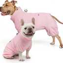 SCENEREAL Fleece Dog Winter Coat with Harness Built in, Soft Pajamas Warm Dog Sweater, Cold Weather Pet Jacket Jumpsuit Apparel Outfit for Small Medium Dogs Walking Hiking Sleep, Pink SM (Small/Medium(Back Length 14"), Zip Up-Pink)