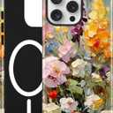 Jusy Compatible with MagSafe Floral Case for iPhone 16 Plus, Aesthetic Oil Painting Flower Magnetic Phone Case, Soft TPU and Hard PC Protective Cover for Women Girls (Shiny) - Wildflower