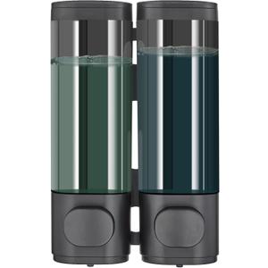 Pollock Shower Dispenser 2 Chamber No Drill Shampoo Conditioner Body Wash Dispenser for Bathroom, Large Capacity, Black