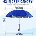 Hsei Kayak Sunshade Umbrella with Adjustable Clip Kayak Shade Canopy UV Protective Adjustable Umbrella with Universal Clamp Boat Canoe Sun Shade for Kayaking Canoeing Fishing Sunburn Protection