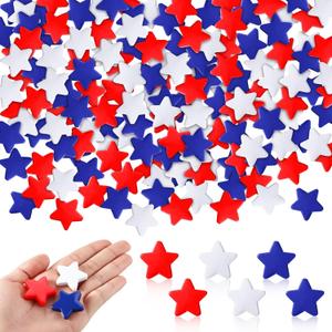 60 Pcs 4th of July Star Vase Bowl Table Filler Mini Resin Patriotic Star Red White Blue Decor for Craft Cutouts Tiered Tray Vase Bowl Table Filler Decor for Independence Day Hanging Ornament,1.18''