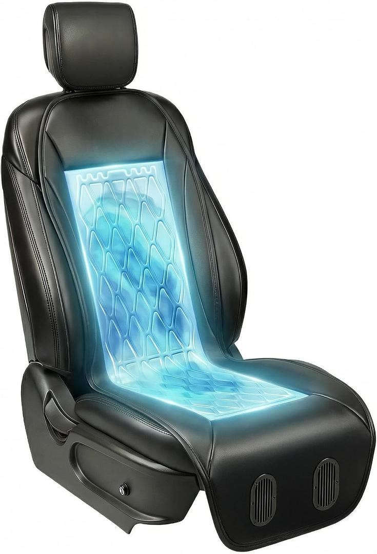 Liquid Cooling Car Seat Cover Front Seat, Air Conditioned Cooling Seat Cooler (Not Fan), Cooling Seat Cushion for Cars with 3 Modes, Quiet, Works Without A/C, Fits Car SUV Truck, Classic Black