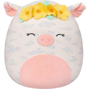 Squishmallows 16-Inch Rosie Spotted Pig with Yellow Flower Crown - Large Ultrasoft Official Kelly Toy Plush