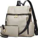 Makes Backpack Purse for Women PU Leather Travel Satchel Handbag Convertible Design Bag with Purse 2 Piece (Light Grey Triple)