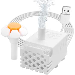 YAODHAOD Mini Submersible Water Pump, 5W Small Submersible Pump,Pet Water Fountain Ultra Quiet Water Table Pump for Aquarium,Fish Tank,Pond,Hydroponics-White