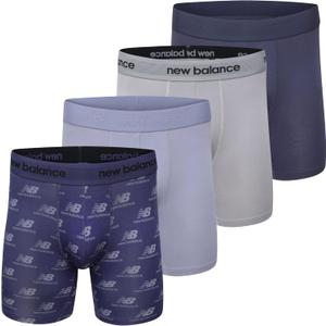 New Balance Men's Ultra Smooth Microfiber Lightweight Breathable Performance Boxer Brief Underwear (4 Pack) (S)