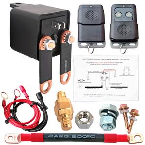 3/8" Side Post Remote Battery Disconnect Switch 12V Battery Kill Switch for Car Truck UTV ATV Marine Anti Theft Battery Cut/Shut Off Switch, 200/1000 AMP Heavy Duty, On/Off